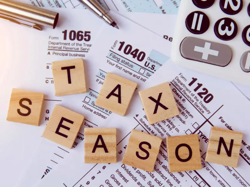 Scrabble tiles that spell tax season